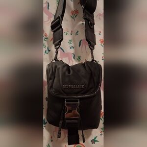 EUC MZ Wallace Micro Apex Black Calf & Nylon Casual Everyday Crossbody Purse Bag